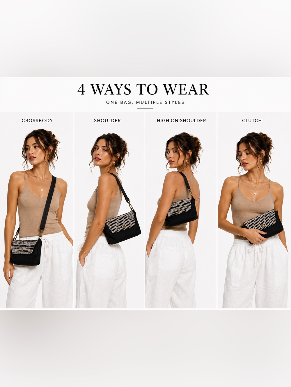 Heart In Hand Checker Adjustable Crossbody Clutch Purse Bag Womens Timeless